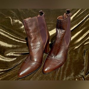 Vince Camuto Leather Studded High Heel Booties, Like New